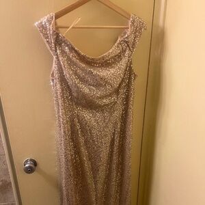 Stretchy Champagne Sequin Gown